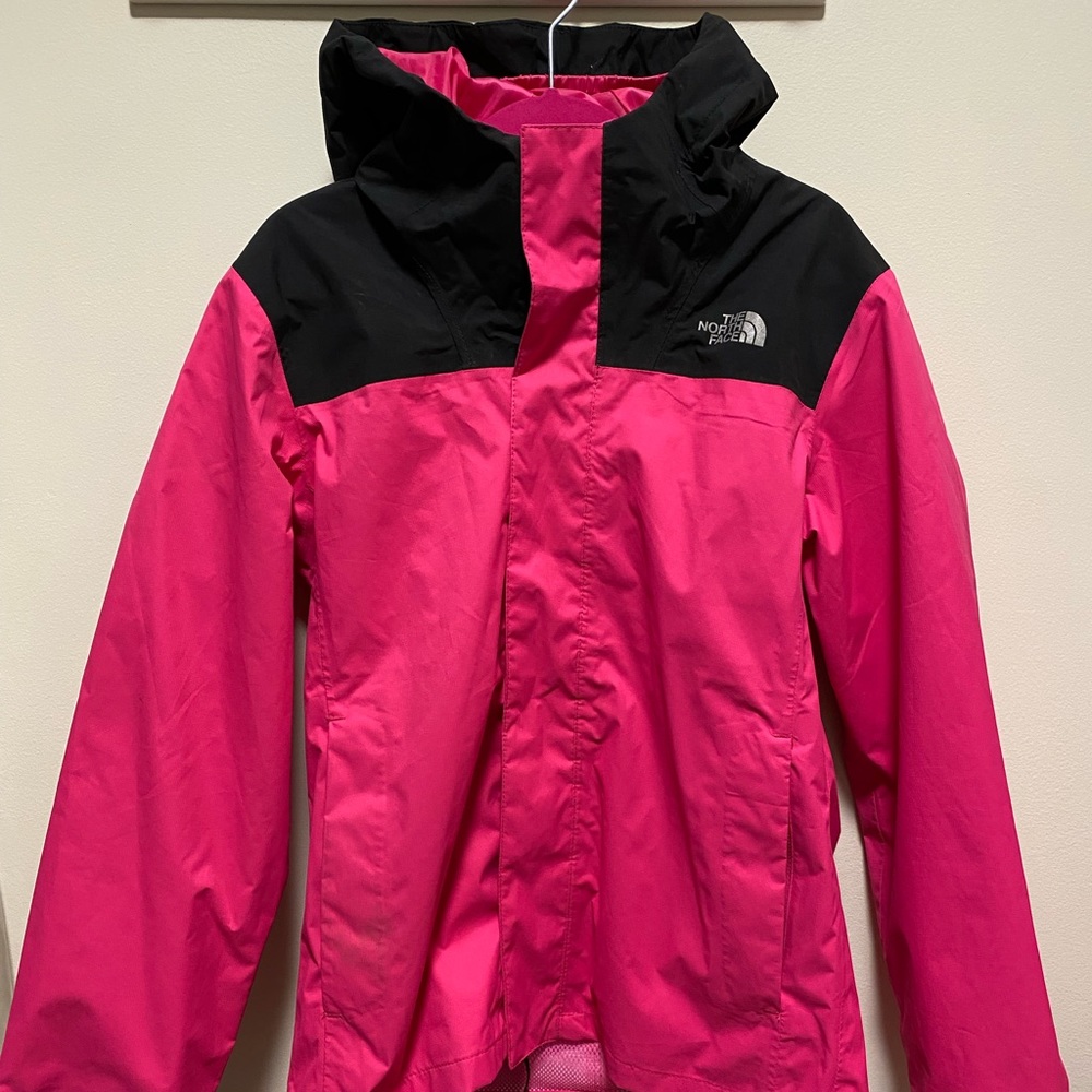 Girls North Face Rain Jacket Pink M 10-12 EUC